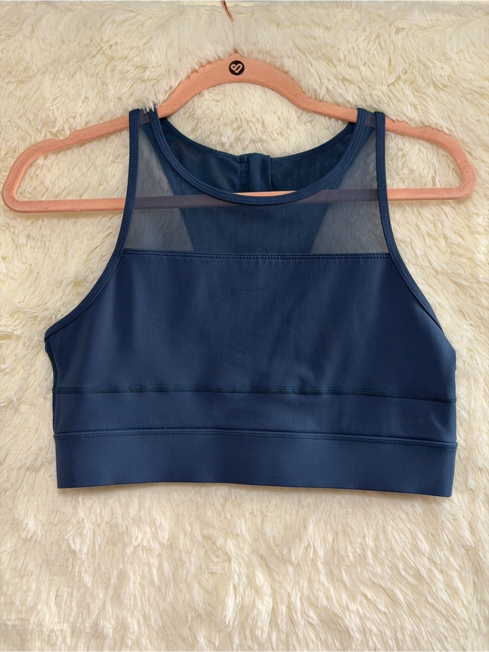 ZYIA Active Womens All Star Sports Bra XL Navy Mesh Hi Neck Racerback Gym Yoga